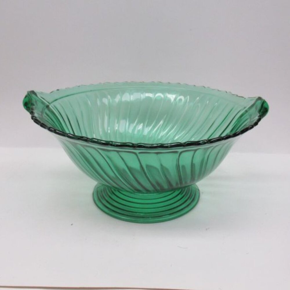 Jeannette Depression Glass Ultramarine SWIRL 10 1/2 Inch Footed Console Bowl